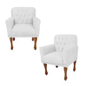 Jogo 2 Cadeira Poltrona Decorativa Para Consultório Anitta Suede Branco LM DECOR