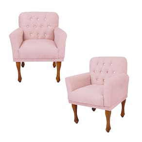 Jogo 2 Cadeira Poltrona Decorativa Para Clínica Anitta Corano Rosa Bebe LM DECOR
