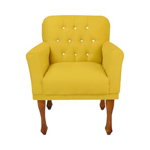 Poltrona Cadeira Decorativa Para Salão de Beleza Anitta Corano Amarelo LM DECOR