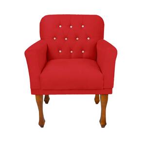 Cadeira Poltrona Estofada Com Botões de Strass Para Clínica Anitta Corano Vermelho LM DECOR