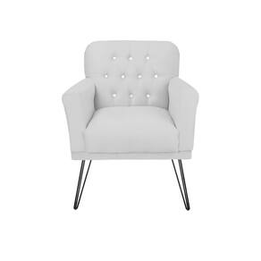 Poltrona Estofada Para Salão de Beleza Pés de Ferro Anitta Corano Branco - LM DECOR