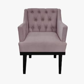 Poltrona Decorativa Em Capitonê Para Sala de Espera Classica Suede Rose LM DECOR