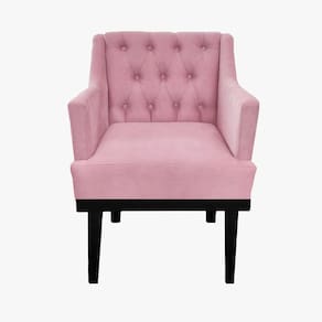 Poltrona Decorativa Em Capitonê Para Sala Comercial Classica Suede Rosa Claro LM DECOR