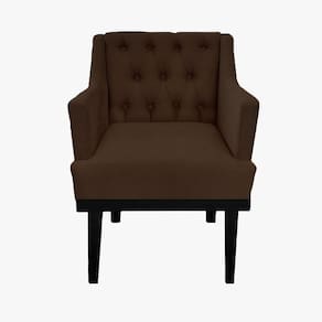 Poltrona Decorativa Em Capitonê Para Sala de Espera Classica Suede Marrom LM DECOR