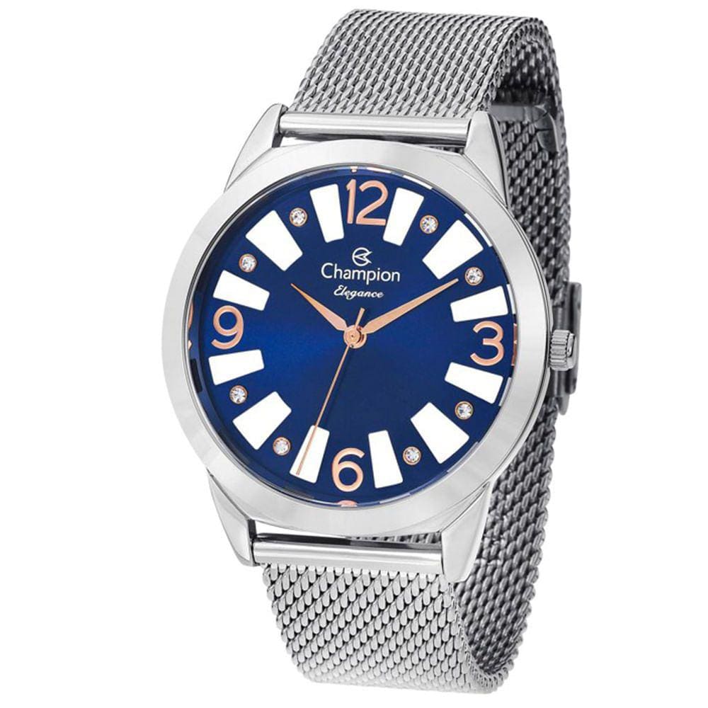 Relógio CHAMPION feminino mostrador transparente prata CN20873F