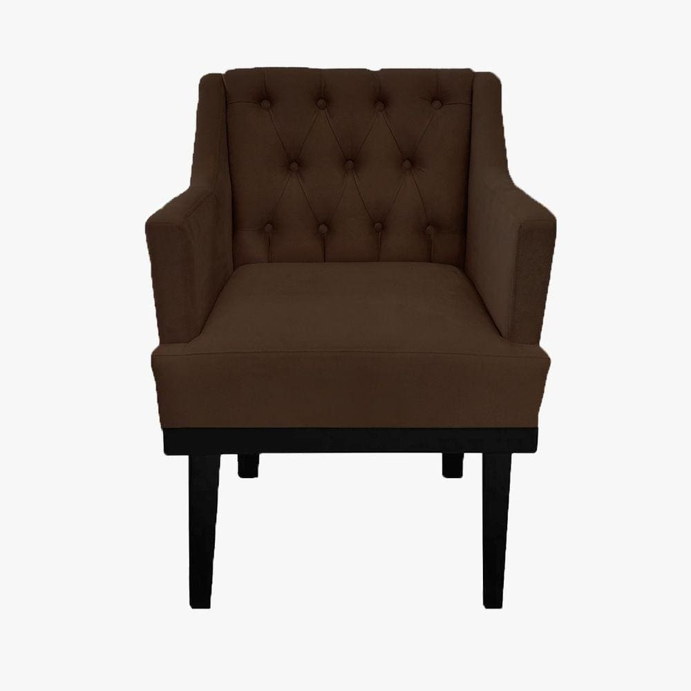 Jogo 2 Poltronas Decorativa Em Capitonê Para Quarto e Closet Classica Suede Marrom LM DECOR