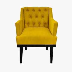 Poltrona Decorativa Em Capitonê Para Sala de Estar Classica Suede Amarelo LM DECOR