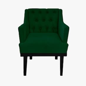 Poltrona Decorativa Em Capitonê Para Sala de Recepção Classica Suede Verde LM DECOR
