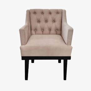 Poltrona Decorativa Em Capitonê Para Quarto e Closet Classica Suede Bege LM DECOR