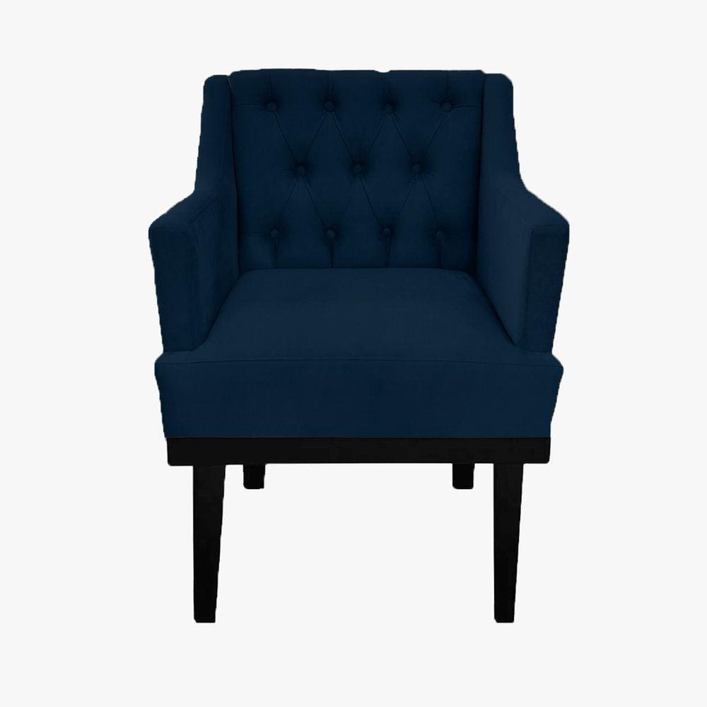 Poltrona Decorativa Em Capitonê Para Salão de Beleza Classica Suede Azul Marinho LM DECOR
