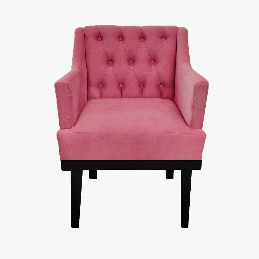 Combo 2 Poltronas Decorativa Em Capitonê Para Sala de Recepção Classica Suede Rosa Barbie LM DECOR