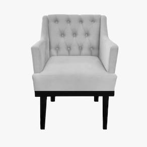 Poltrona Decorativa Em Capitonê Para Sala de Recepção Classica Corano Branco LM DECOR