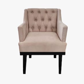 Poltrona Decorativa Em Capitonê Para Sala de Visitas Classica Corano Bege LM DECOR