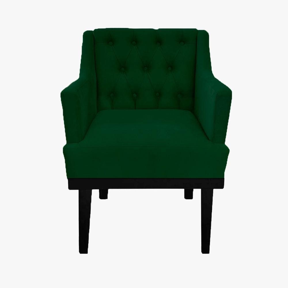 Poltrona Decorativa Em Capitonê Para Sala de Estar Classica Suede Verde LM DECOR