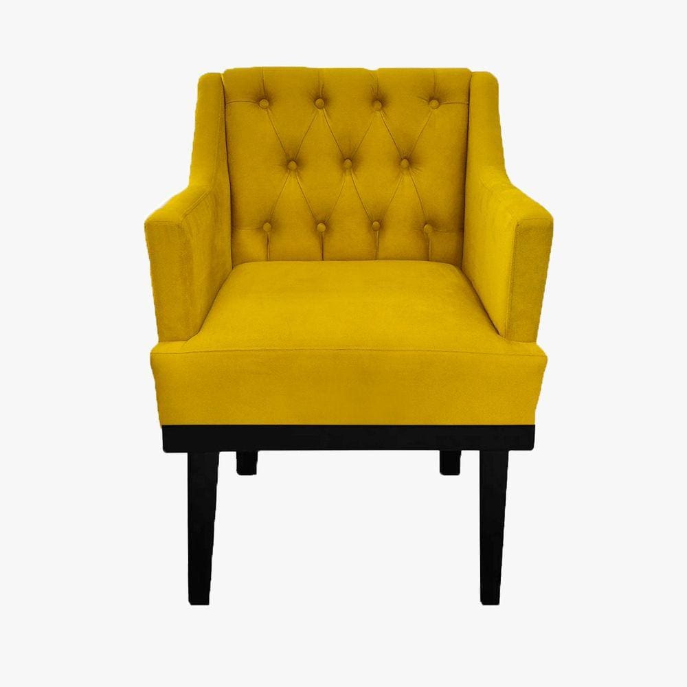 Poltrona Decorativa Em Capitonê Para Sala de Espera Classica Corano Amarelo LM DECOR