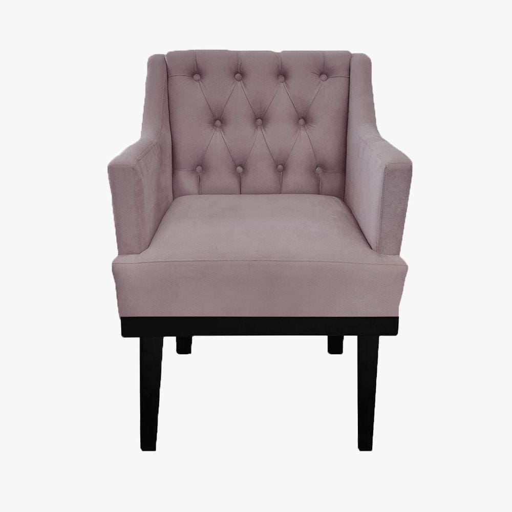 Kit 2 Poltronas Decorativa Em Capitonê Para Sala de Visitas Classica Suede Rose LM DECOR