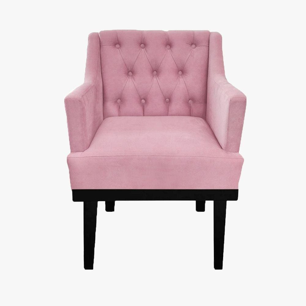 Combo 2 Poltronas Decorativa Em Capitonê Para Sala de Recepção Classica Corano Rosa Claro LM DECOR