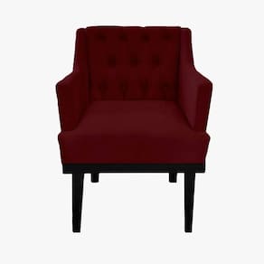 Poltrona Decorativa Em Capitonê Para Escritório Classica Suede Vermelho Bordo LM DECOR