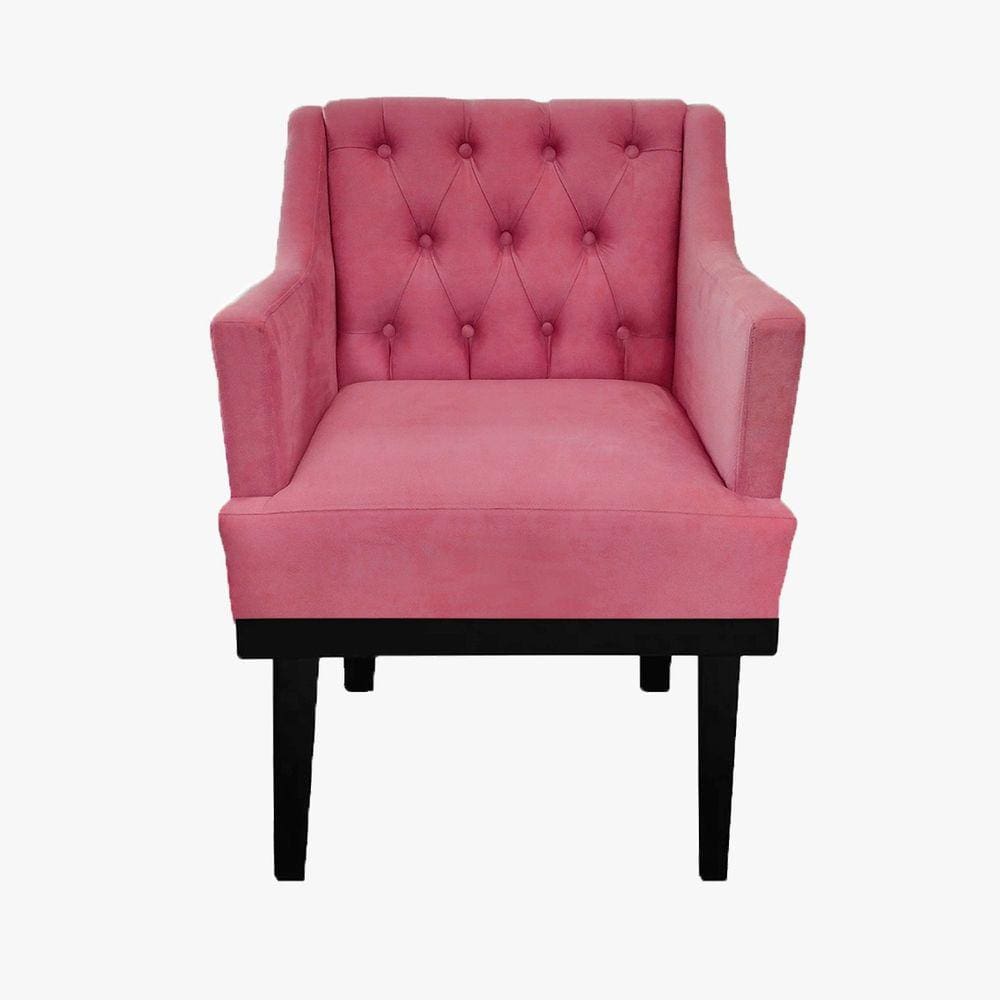 Poltrona Decorativa Em Capitonê Para Clínica Classica Suede Rosa Barbie LM DECOR