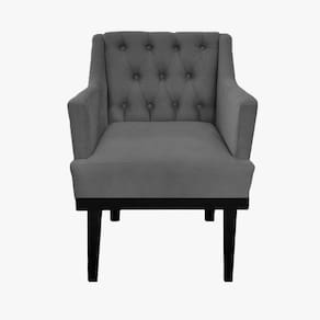 Poltrona Decorativa Em Capitonê Para Escritório Classica Suede Cinza LM DECOR