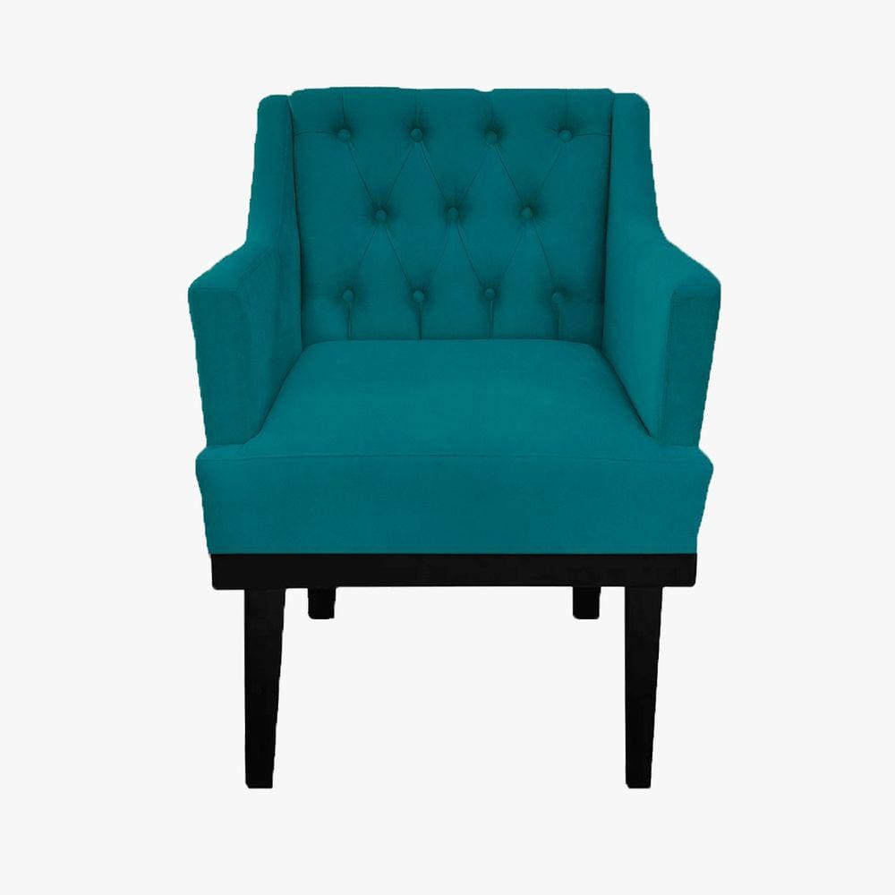 Kit 2 Poltronas Decorativa Em Capitonê Para Salão de Beleza Classica Suede Azul Turquesa LM DECOR
