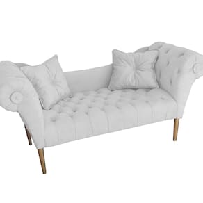 Namoradeira Recamier Sofá Decorativo 02 Lugares Dubai Corano Branco - LM DECOR