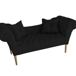 Namoradeira Recamier Sofá Decorativo 02 Lugares Dubai Preto - LM DECOR