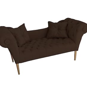 Namoradeira Estofada Pés Palito Para Salão de Beleza Dubai Suede Marrom - LM DECOR