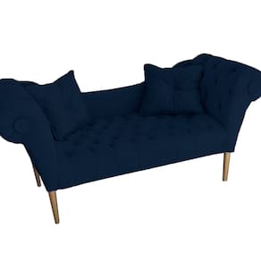 Namoradeira Recamier Sofá Decorativo 02 Lugares Dubai Azul Marinho - LM DECOR