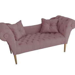 Namoradeira Estofada Pés Palito Para Salão de Beleza Dubai Suede Rose - LM DECOR