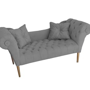 Namoradeira Estofada Pés Palito Para Salão de Beleza Dubai Suede Cinza - LM DECOR