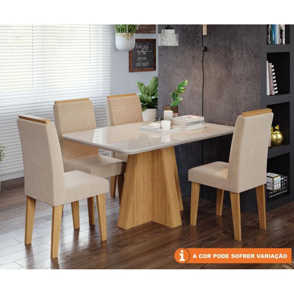 Conjunto Sala de jantar mesa Cronos off white em mdf 8 Cadeira