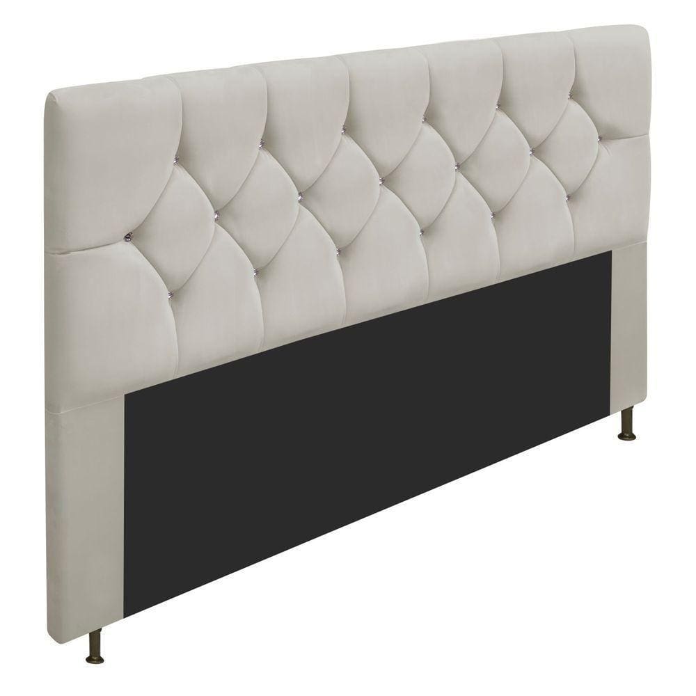 Cabeceira Queen C/ Strass 160 Cm Para Cama Box Corano Bege