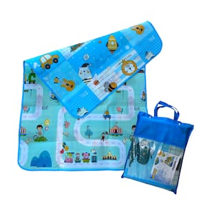 Tapete Infantil Dupla Face 1.20x1.80cm Educativo Pista Azul
