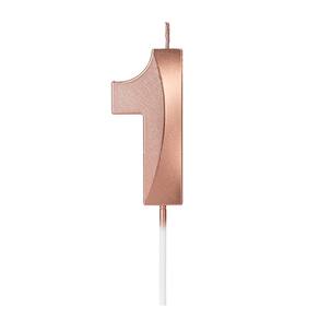 Vela Design Rose Gold Número 1 Silver Festas