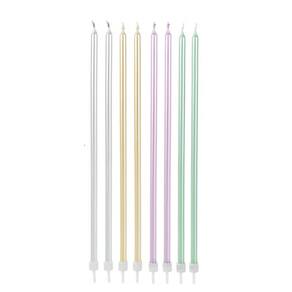 Vela Palito Metalizada Candy Color 18cm Silver Festas