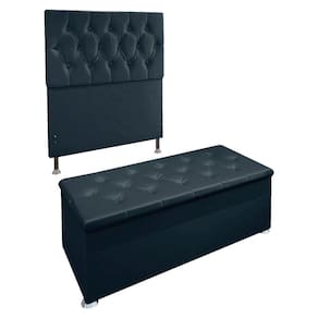 Kit Cabeceira e Calçadeira Baú Solteiro 0,90m Madrid Suede - Pallazio
