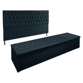 Kit Cabeceira e Calçadeira Baú King 1,95m Madrid Suede - Pallazio