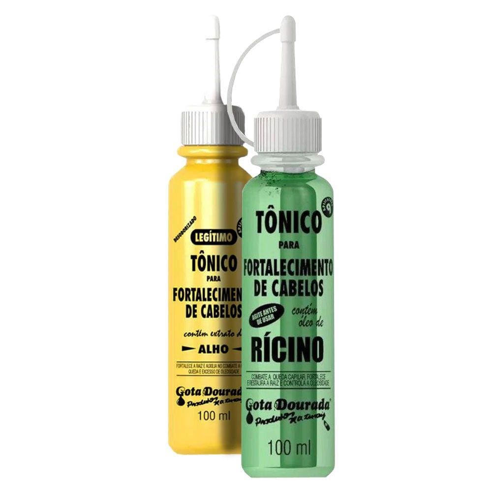 Kit C/2 Tônico Fortalecimento Gota Dourada (Alho + Rícino) 100Ml