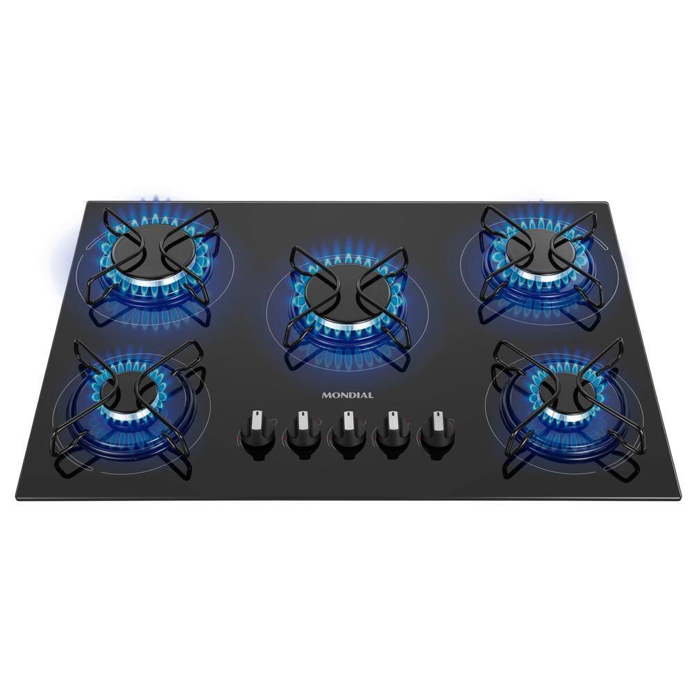 Cooktop a Gás Mondial 5 Bocas Preto/Inox CTG-02 - Bivolt - Bivolt