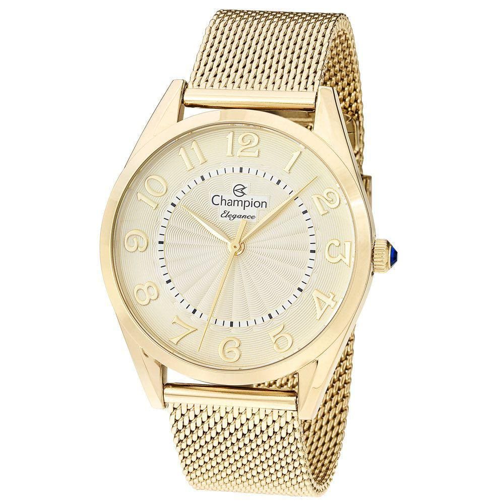 Relógio CHAMPION feminino dourado esteira CN24459G