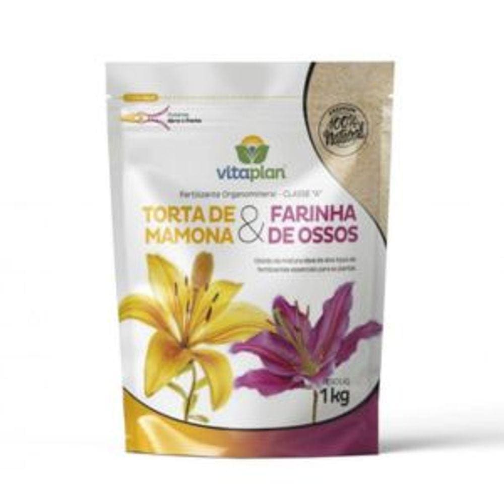 Fertilizante Organomineral Torta De Mamona + Farinha De Osso 1 Kg Vitaplan