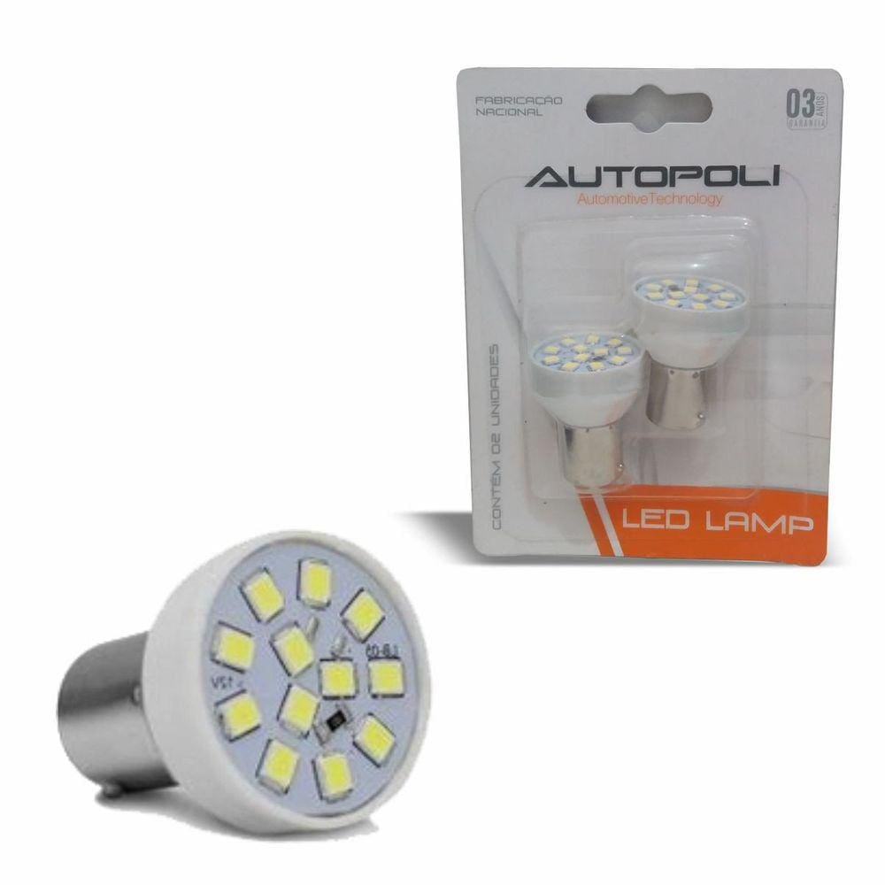 Par Lâmpada Luz Ré Freio Pisca Lateral Lanterna Autopoli LED 12V 3,5W