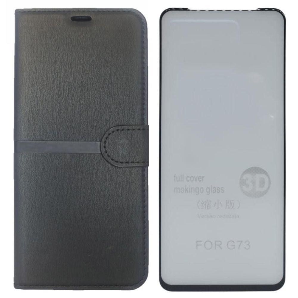 Kit Capa Carteira Compatível Com Motorola G73 + Película 3D