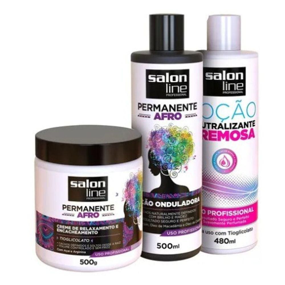 Kit Permanente Afro Salon Line Tratamento Completo