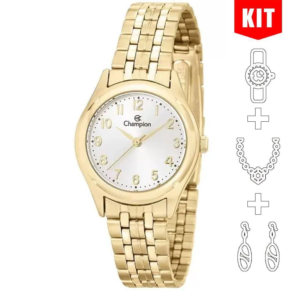 Relógio CHAMPION KIT feminino dourado pequeno CH25972W