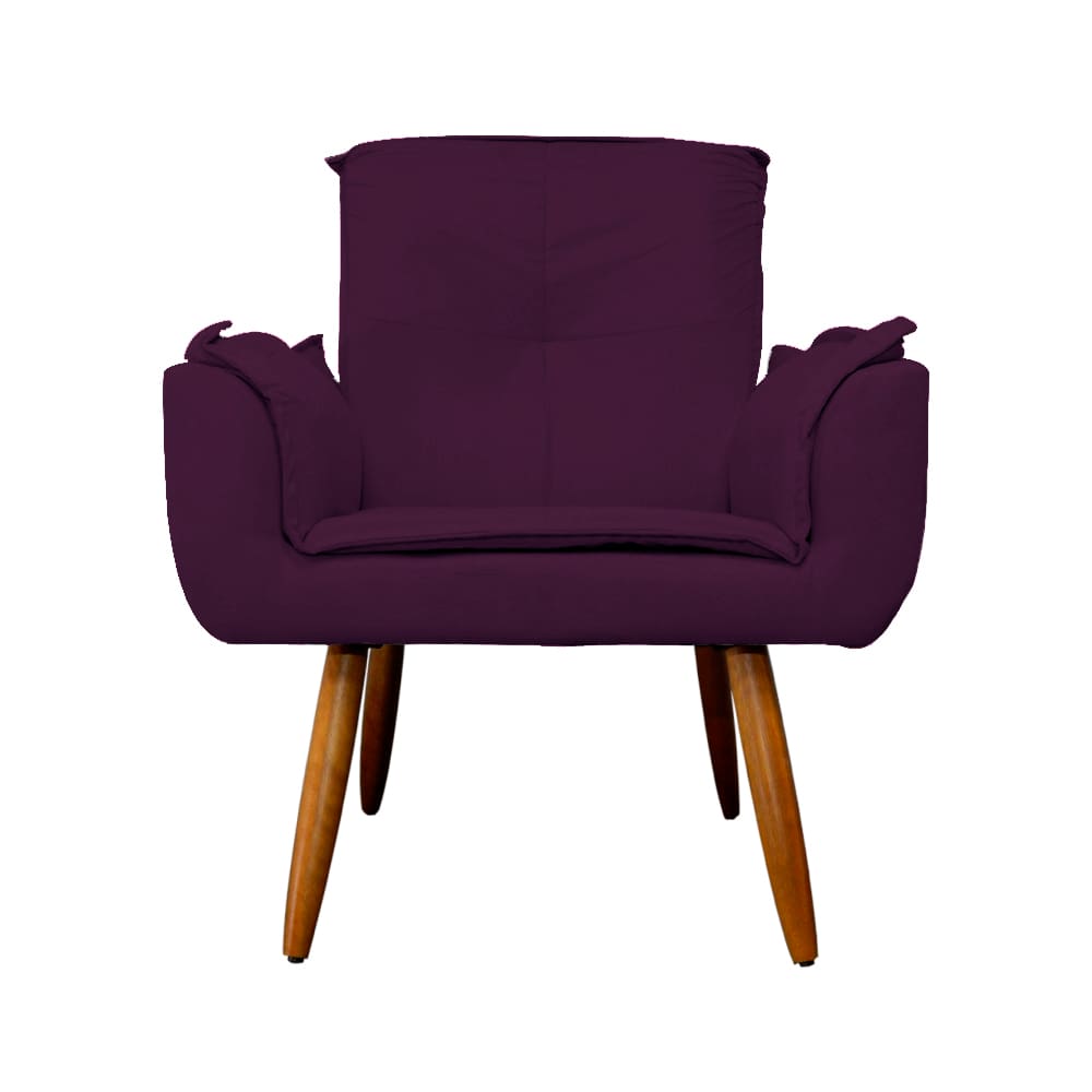 Poltrona Estofada Para Sala de Estar Emília Plus Suede Roxo - LM DECOR