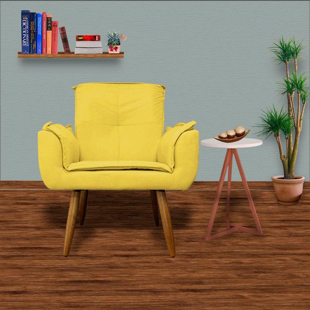 Jogo 2 Poltronas Decorativas Para Sala Comercial Emília Plus Suede Amarelo - LM DECOR