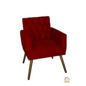 Poltrona Decorativa Em Captonê Emilia Suede Vermelho - LM DECOR