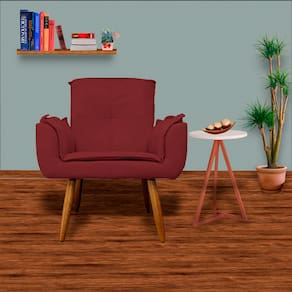 Conjunto 2 Poltronas Estofadas Para Consultório Emília Plus Suede Vermelho Bordo - LM DECOR